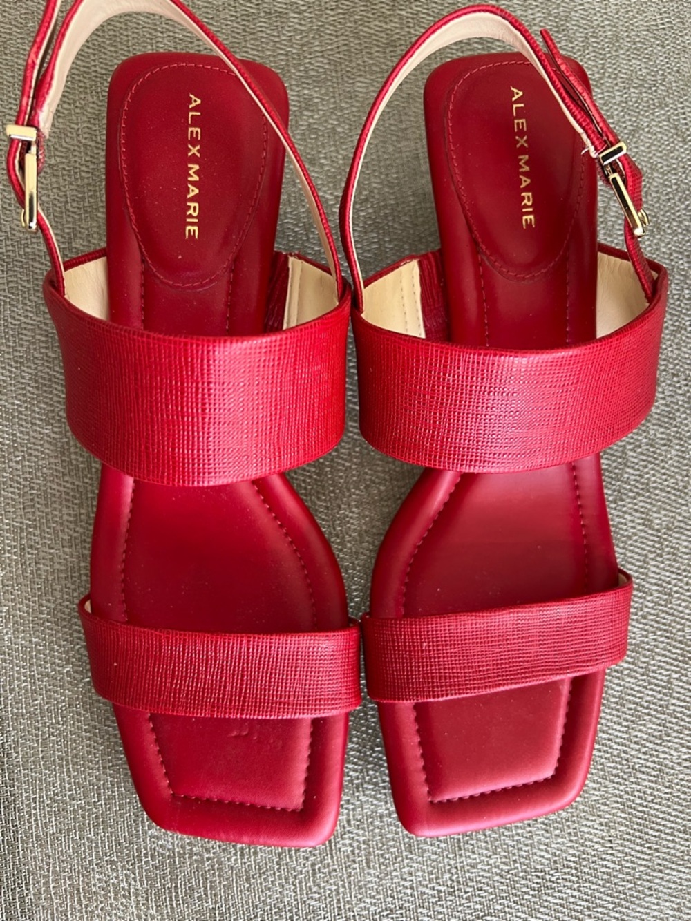 Alex Marie Red Wide-Strap Slingback Sandals